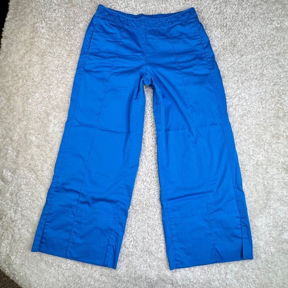 SUMMUM Cotton Stretch Wide Leg Trouser Pant Royal Blue Large